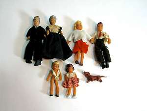 Vintage Dollhouse Family 3 Generations Figures Figurines  