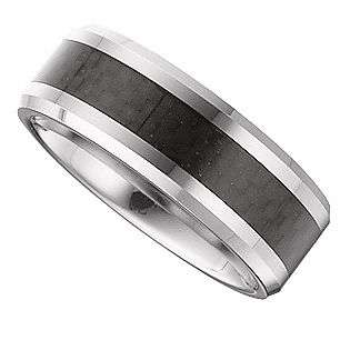 Dura Tungsten Mens 8mm Tungsten Wedding Band Ring featuring a Black 