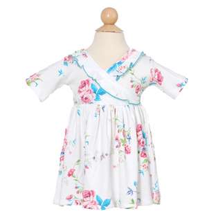 Mad Sky White Floral Ruffle Wrap Little Girls Dress 5 