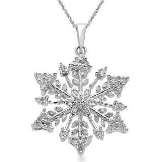  Sterling Silver Diamond Snow Flakes Pendant (1/2 Cttw, I J 