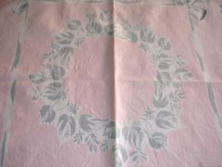 Small Vintage Pink & Blue Floral & Bow Tablecloth  