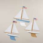   Pack of 6 Wooden Sailboat with American Flag Christmas Ornaments 4.75