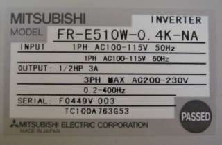 Mitsubishi E500 Motor Inverter FR E510W 0.4k NA  