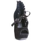  By Ellie Shoes Black Velvet Peep Toe Adult Boots / Black   Size 6
