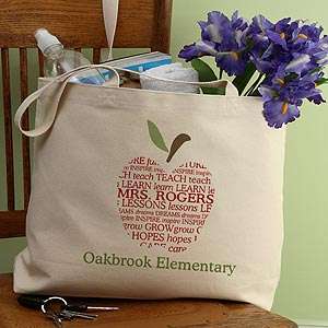 PersonalizationMall Personalized Apple Tote Bag for Teachers