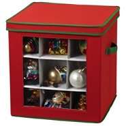 Household Essentials 27 pc Holiday Ornament Cube red canvas with trim