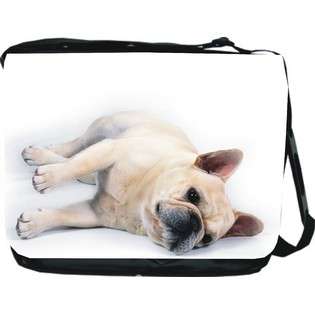Rikki Knight French Bulldog Dog Design Messenger Bag   Book Bag 