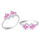 Peora Princess Cut Pink Cz Ring Sterling Silver Size 9