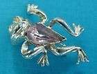 RARE Tiny Cute Frog JELLY BELLY Pin with Pink Rhinestone JEWELRY