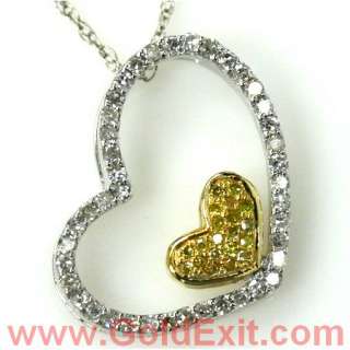 14K TWO TONE GOLD LADIES 0.25 CTW DIAMOND LOVE HEART PENDANT  