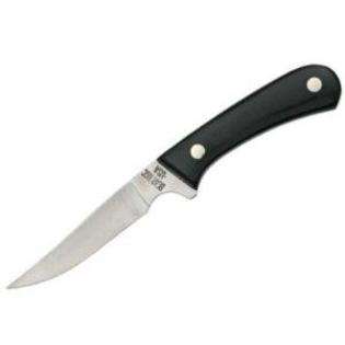 Bear & Son Cutlery Black Delrin Bird & Trout Fixed Blade Knife with 