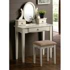  Ivory finish wood make up bedroom vanity set with stool and 3 drawers