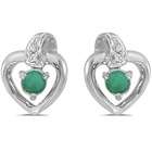 birthstone company 10k white gold round emerald and diamond heart