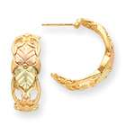 JewelryWeb 10k Tri color Black Hills Gold Hoop Leaf Earrings