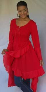 V470 RED/BLOUSE TOP RUFFLED MADE 2 ORDER 2X 3X 4X  