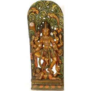 Dancing Eight Armed Shiva   Wood Statue 