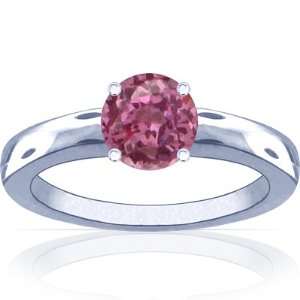  Platinum Round Cut Pink Sapphire Solitaire Ring Jewelry