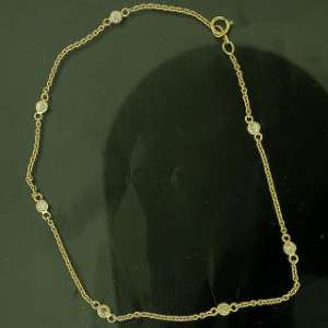 14K Yellow Gold Bezel Diamond Ankle Bracelet, 0.350 Ctw  