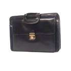   Street 760412BLK Lockable Front Flap Top Zip Black Leather Briefcase