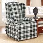  Sure Fit Soft Suede Plaid Wing Chair Slipcover