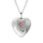 Charming Jewelry Sterling silver Heart Shaped Locket w/ rose Necklace