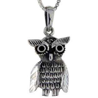 Sterling Silver Owl Pendant, 1 1/8 in. (29 mm) tall  Sabrina Silver 