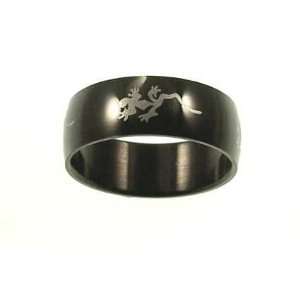   Salamander Stainless Steel and Black Ruthenium Ring   Size 7   (width