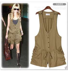 Womens Sleeveless Solids Clothes Pants Jumpsuits Rompers  