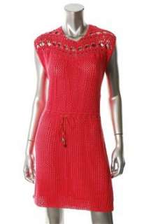 FAMOUS CATALOG Moda Pink Casual Dress Crochet Embellished L  