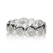 Trifari Crystal Ring Circular Design Silver 