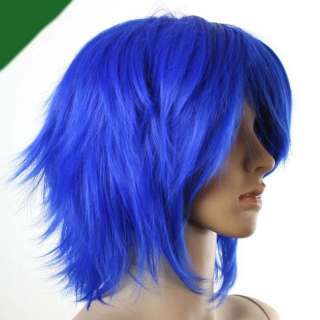 COSPLAY Short Wig LAYERED BLUE FLIP OUT STYLE Z25  