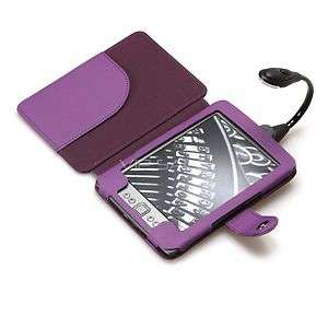 KINDLE 4 PURPLE PREMIUM LEATHER COVER CASE WITH LED READING LIGHT 