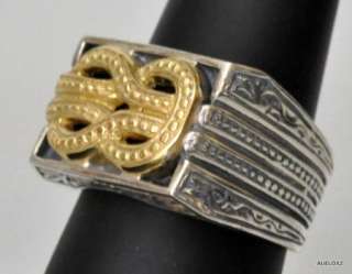   New KONSTANTINO Mens Sterling Silver 18K Yellow Gold Knot Ring  