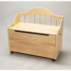 Gift Mark Natural Deacon Style Toy Box with Spindle Back and Casters