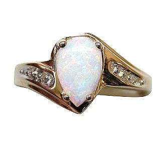   Opal Fashion Ring with Diamond Accents  Jewelry Gemstones Rings
