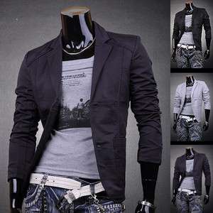 SWM Mens Designer Slim Fit Jacket Blazer Coat Shirt Stylish 3 Colors S 