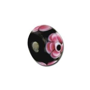   Beads Black with Pink Flowers   Large Hole Arts, Crafts & Sewing