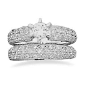  Sterling Silver Wedding Engagement Ring Pave CZ Set , 7 Jewelry