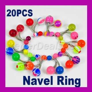 20pcs Body Jewelry Navel Ball Belly Button Rings Bar  