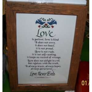  Love   I Corinthians 134 8 with Wood Frame 8x6