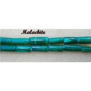 Malachite Gemstone Tubes; Approx 12x4mm; 16 Strand