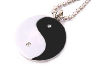 Stainless Steel Yin Yang Tai Chi Pendant Chain Necklace  