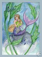 Mermaid & Baby print from watercolor art New Baby  