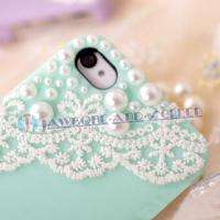 Blue Lace Pearl Hard Back Skin Case Cover for Apple iphone 4 4G 4S 4th 