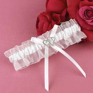   All My Heart White with Clear Crystals Bridal Garter