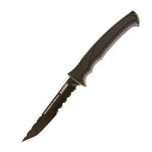   Black Partially Serrated Edge AUS8A Stainless Steel