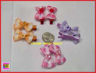 small girl hair clip pin bow Barrettes PURPLE RED F dog  