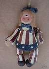Primitive Jointed Patriotic Girl Ornament Resin Hand Painted 5