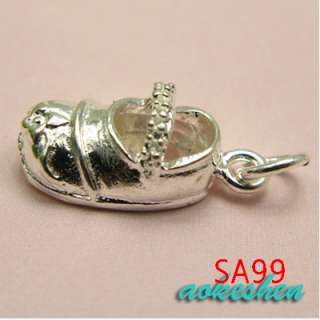 ASSORTED 925 STERLING SILVER CHARM PENDANTS BEADS SHOES FIT BRACELET 