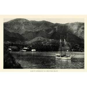  1925 Print Sailboat Nuku Hiva Island French Marquesas Boat 